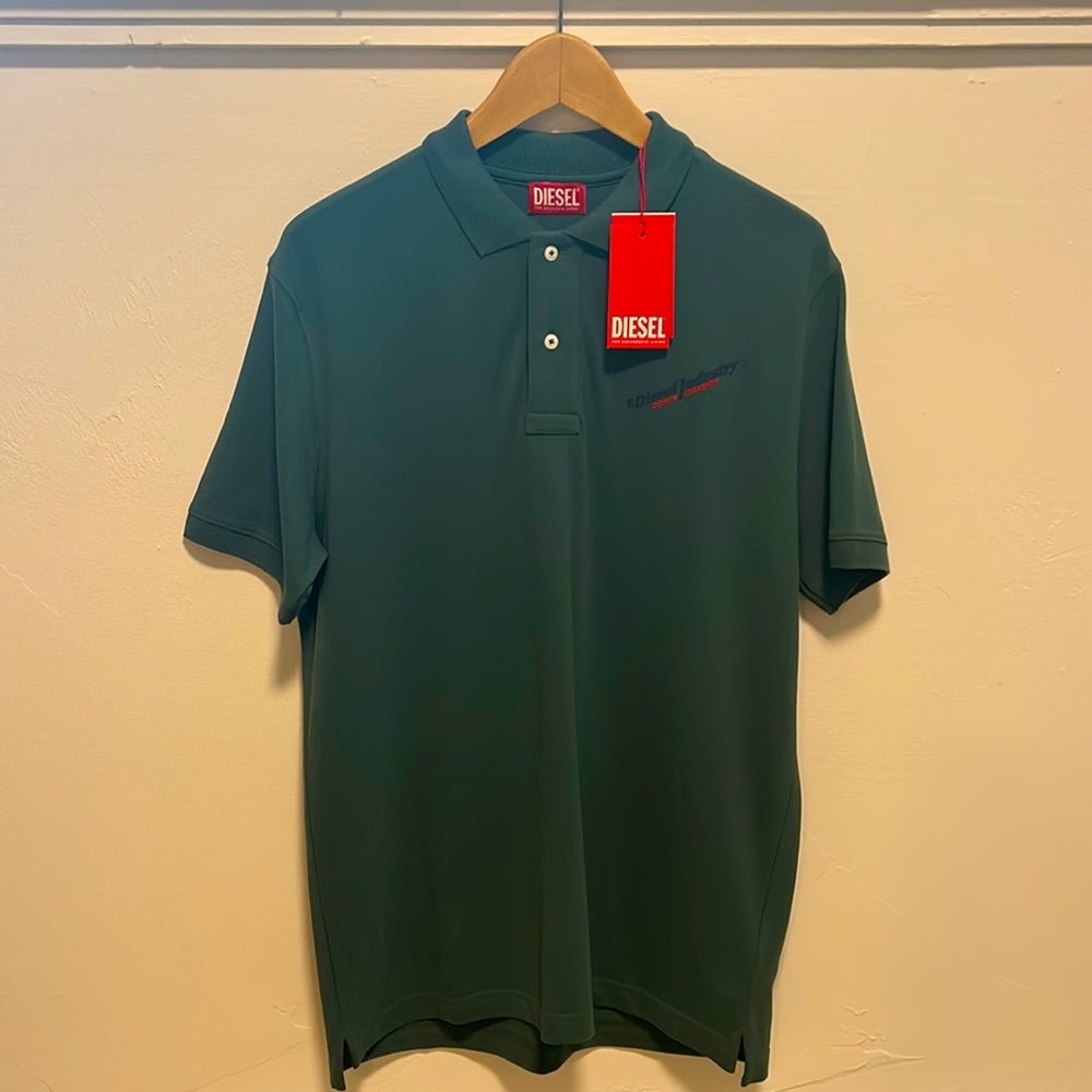 Diesel size M green-sage green polo.  New, never worn.